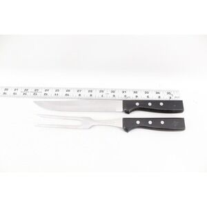 Vintage George Briard Kitchen Knife and Carving Fork Stainless Japan Wood Handle